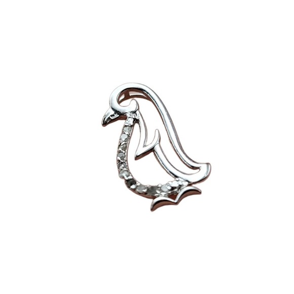 Sterling Silver Diamond Penguin Pendant Marked "MO 925" - Picture 2 of 4